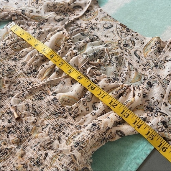 Free People Long Sleeve Tiered Smocked Bodice Floral Paisley Print Lolita Top - Picture 11 of 12